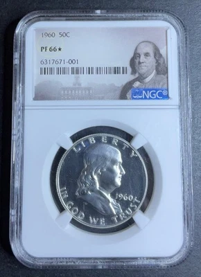 1960 Silver Franklin Half Dollar 50C NGC PF66 Star Amazing Beauty - Image 1 of 3