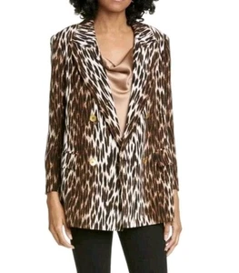 L'AGENCE Taryn Leopard Print Silk Blazer Jacket Size 4 - Picture 1 of 8