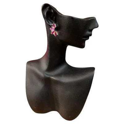 orecchini donna argento 925 anallergico rodiato zirconi rosa bianco fucxia - Immagine 1 di 3