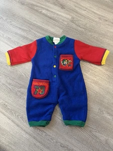 Mameluco de colección años 90 Disney bebés Mickey Mouse de una pieza bloque de color tamaño 0-6 meses - Imagen 1 de 4
