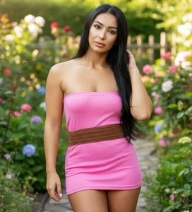 Sexy rosa Schlauch Minikleid | Schulterfrei Bodycon Look | Club Party Wear | UK-XXL - Bild 1 von 8