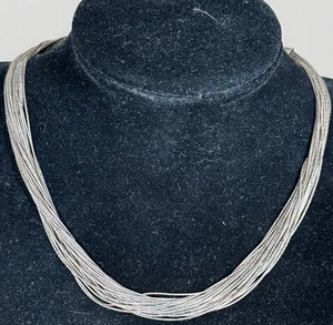 Collar Esterlina Líquida De Colección 30 Hilos 15" Navajo Estampado 24 Gramos Extremos de Cono - Imagen 1 de 6