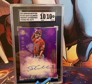 2021 Bowman Inception Pros-Autographed Fuchsia Foil 56/75 David Calabrese SGC 10 - Picture 1 of 2