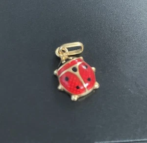 14K Gold Emaille Marienkäfer Anhänger Halskette Charm Made in Italy/mit 10k Kette - Bild 1 von 6