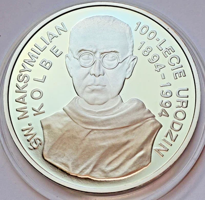 300000 Zlotych 1994, Saint Maksymilian Kolbe 1 oz Ag 999 1 Oz Silver - Image 1 of 2