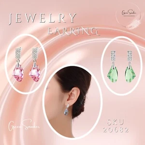 Earrings, fashion crystal, raindrops - Picture 1 of 6