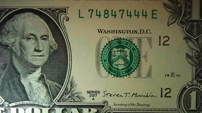 2017 A Series $1 Dollar Trinary Note w/ 5 of a kind & 1-Pair  L74847444E - Image 1 of 3