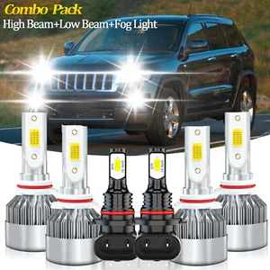 For Jeep Grand Cherokee 1999-2004 LED Headlight Bulbs Hi/Low Beam Fog Lights 6x - Picture 1 of 11