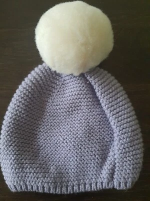 Bebé Gap Niñas 0 6 M Púrpura Sombrero Invierno Púrpura Tejido Grande Blanco Pompón Cálido Gorra Foto 1 de 3