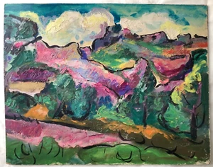 VASSILY KANDINSKY CIRCLE - EXPRESSIONIST ABSTRACT OIL 1930's - HILLY LANDSCAPE - Picture 1 of 13