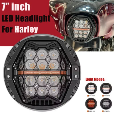 NUEVO 7 pulgadas Motocicleta Faro LED Alto/Bajo DRL para Harley Street Glide 2015-2023 Foto 1 de 4