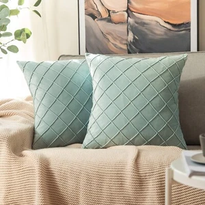 X 2 Funda Cojín Almohada Terciopelo Miulee Patrón Cuadrado Plata-Gris 5ZW88 N - Imagen 1 de 5
