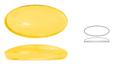 ULLMANNGLASS Hohlbodenmuggelstein, 1 Stk., oval, Ränder gesäumt, ca. 36x19 mm, h ca. 7 mm