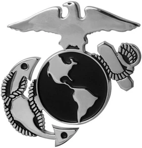 Marine Corps Auto Emblem Chrome Plated Metal Made USA EGA United States USMC - Picture 1 of 1