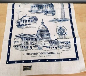 Vintage Kay Dee 100% lino stampa a mano storica Washington DC RN 15424 - Foto 1 di 7