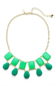 Kate Spade New York Women's Green/Gold Plated Tear Drop Bib Necklace 143796 - Picture 1 of 2