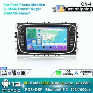 For Ford Focus S-Max Mondeo Galaxy C-Max Android CarPlay Car Radio GPS 4G Screen - Picture 1 of 34