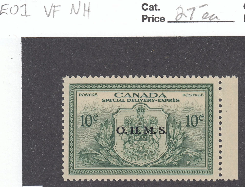 Canada: #EO1 10c Special Delivery 'OHMS' Official O/P VF MNH - Image 1 of 1