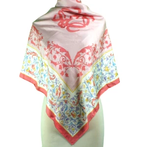 Rare Authentic LOEWE Made in Italy "Logo" Women's Vintage Luxury Silk Scarf 34" - Picture 1 of 11