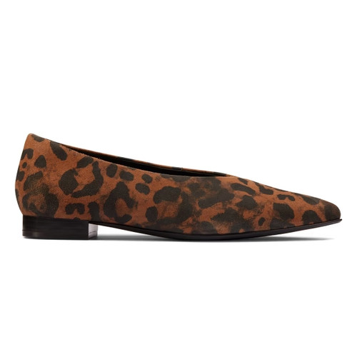 Scarpe basse basse Clarks nere marroni stampa leopardata in pelle con stampa leopardata misura 4