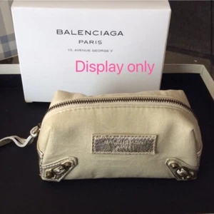 BALENCIAGA PARIS Parfum Cosmetic Tan-Gold Makeup Pouch New in Box - Picture 1 of 7