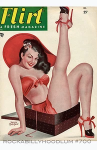 New Pinup Girl Poster 11x17 Vintage Flirt Cover Art December Brunette - Picture 1 of 1
