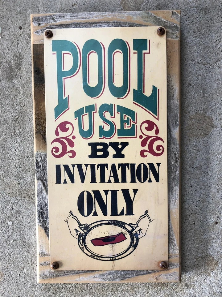 Pool Rules Use by Invitation Only Private Vintage Framed Sign Decor Porch Patio - Image 1 of 2