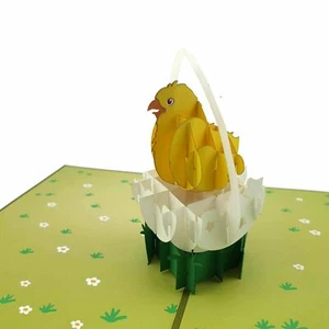 Easter Chick Egg Basket Pop Up Card - Picture 1 of 5