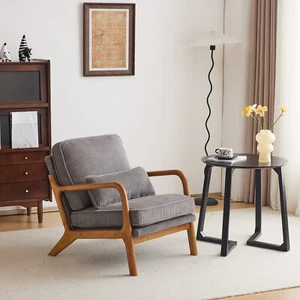 Fabric Wooden Chair Single Sofa Comfy Upholstered for Living Room Office Store - Picture 1 of 26