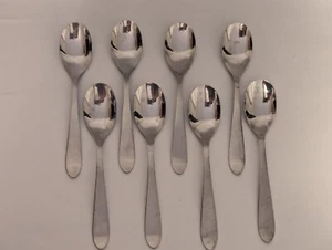 (8) Cambridge +-18 Apex Soup Spoons Satin Stainless Steel 7.75" - Picture 1 of 8