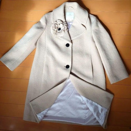 cappotto kate spade new york 100% lana taglia 0 S beige fiore corsetto dal Giappone