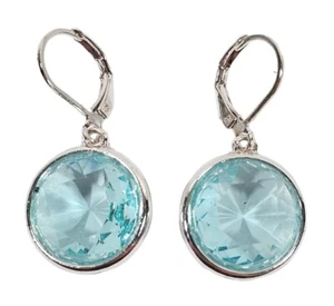 Joan Rivers Light Blue Faceted Silvertone Dangle Earrings - Picture 1 of 5
