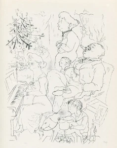 George Grosz HEILIGE NACHT Holy Night Christmas Dinner 1939 vintage WPA print - Picture 1 of 4