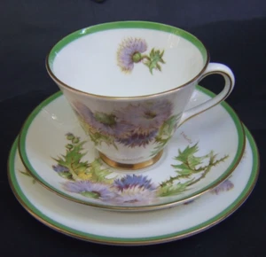 Juego de trío Royal Doulton diseño ''Glamis Thistle'' firmado por P. Curnock hallazgo raro - Imagen 1 de 12