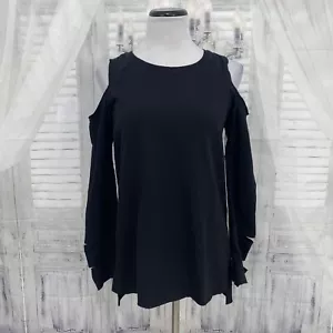 Vince Camuto Size XS Cold Shoulder Crew Neck Long Sleeves Holes Grunge Knit B41 - Picture 1 of 9