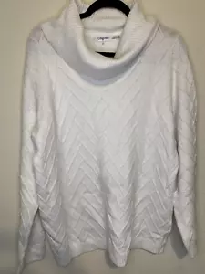 Women's Calvin Klein White Long Sleeve Turtleneck Sweater Large - Picture 1 of 5