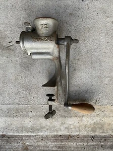 Vintage No 72 Universal Meat Grinder Hand Crank w Wooden Handle Made In The USA - Picture 1 of 1