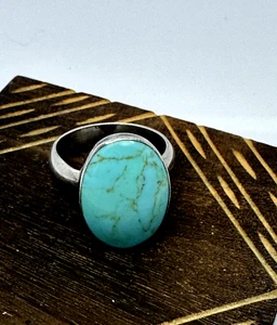 Anillo Turquesa Esterlina México - Talla 8 - Imagen 1 de 4