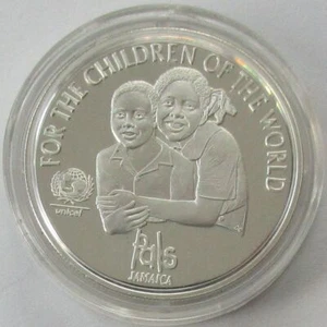 Jamaica 25 dólares 2001 UNICEF plata - Imagen 1 de 2