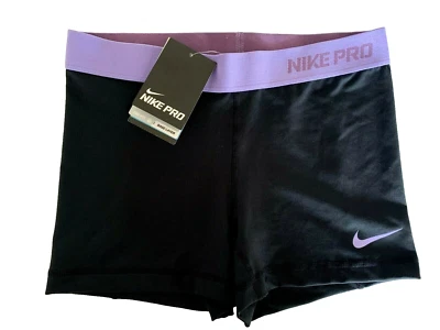 NEW NIKE PRO [M] Women's 2.5" COMPRESSION Yoga/Gym SHORTS-Black/Lilac 519240-019 - Image 1 of 2