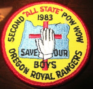 Royal Rangers Rr Uniform Patch All State Oregon Save Our Boys Second Pow Wow 83 - Picture 1 of 1