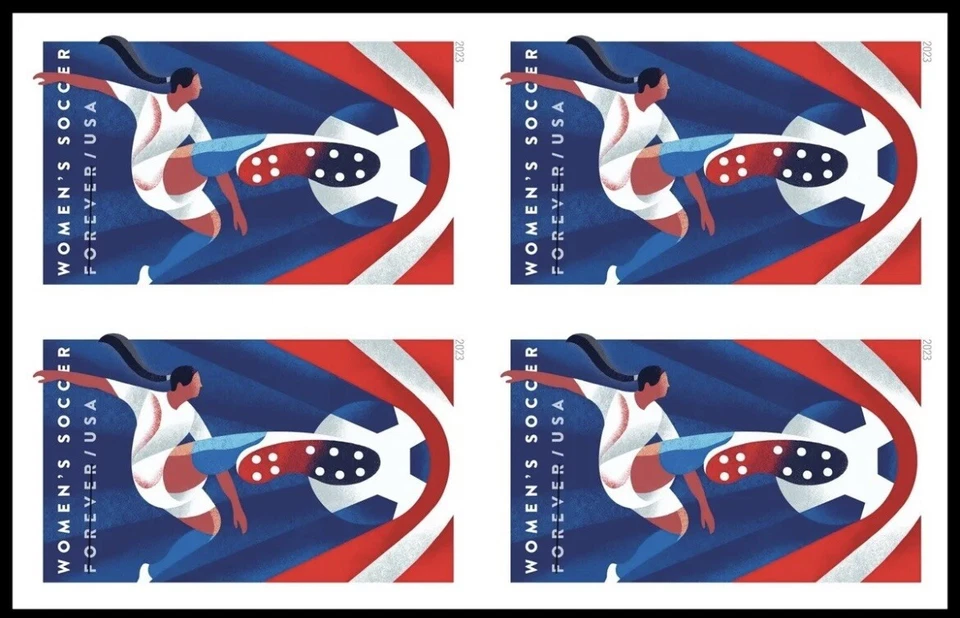 US Womens Soccer Forever NDC Block of 4 Stamps PreOrder. Ships 23 Feb 2023. MNH. - Image 1 of 1