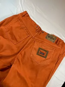 Sz 35x32 Vintage Major Damage Jeans Denim Orange Hip Hop pants 80s 90s RARE HTF - Picture 1 of 24