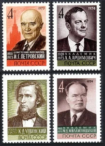 Russland 4154-4157, postfrisch. Mi 4200,4208,4210,4211. Wissenschaftler. Ushinsky-Schriftsteller.1973. - Bild 1 von 1