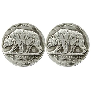 1925 S California Diamond Jubilee Commemorative Silver Half Dollar 2Pcs - Picture 1 of 8