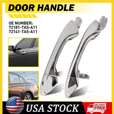 Front Rear Exterior Left Door Handle For 2008-12 Honda Accord Chrome Coupe Sedan — 第 1/4 张图片