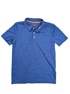 Tommy Bahama Active Blue 1/4 Button Performance Short Sleeve Polo Boy's Size 7/8 - Picture 1 of 5