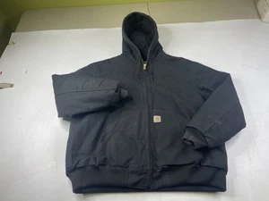 Carhartt Hooded Quilted Jacket Black Men’s XL Workwear J140 Union Made USA Y2K - Picture 1 of 11