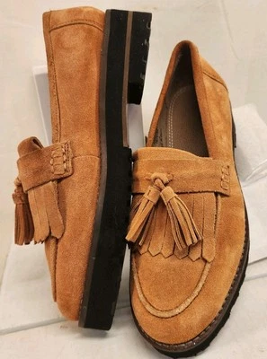 Zapatos mocasines mocasines para damas ASOS, gamuza, talla 5 de EE. UU., beige terracota Foto 1 de 4