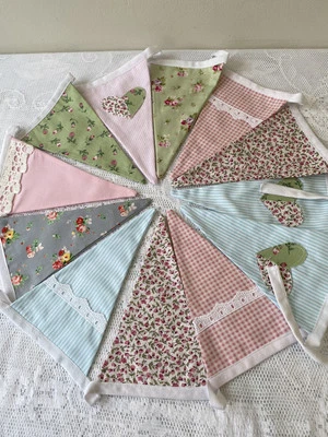 Unused Handmade Pretty Cotton Bunting Made from Rose and Hubble & Vintage Fabric - Image 1 of 4
